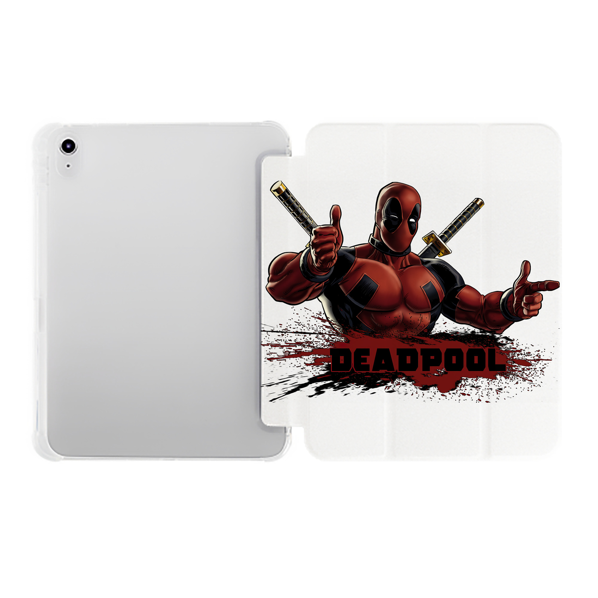 （画像用） Deadpool デッドプール IPad ケース ペン収納付き 三つ折りスタンド PUレザー×シリコン 対応機種9.5/10.5/10.9インチ
